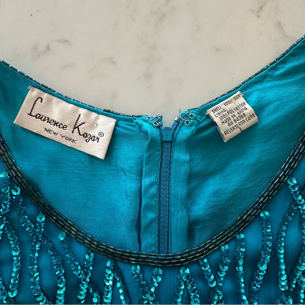 Vintage Teal Sequin Dress Eras Tour Medium Rare - Picture 7 of 11